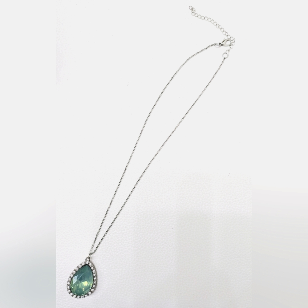 Teardrop Seafoam Green Crystal Necklace
